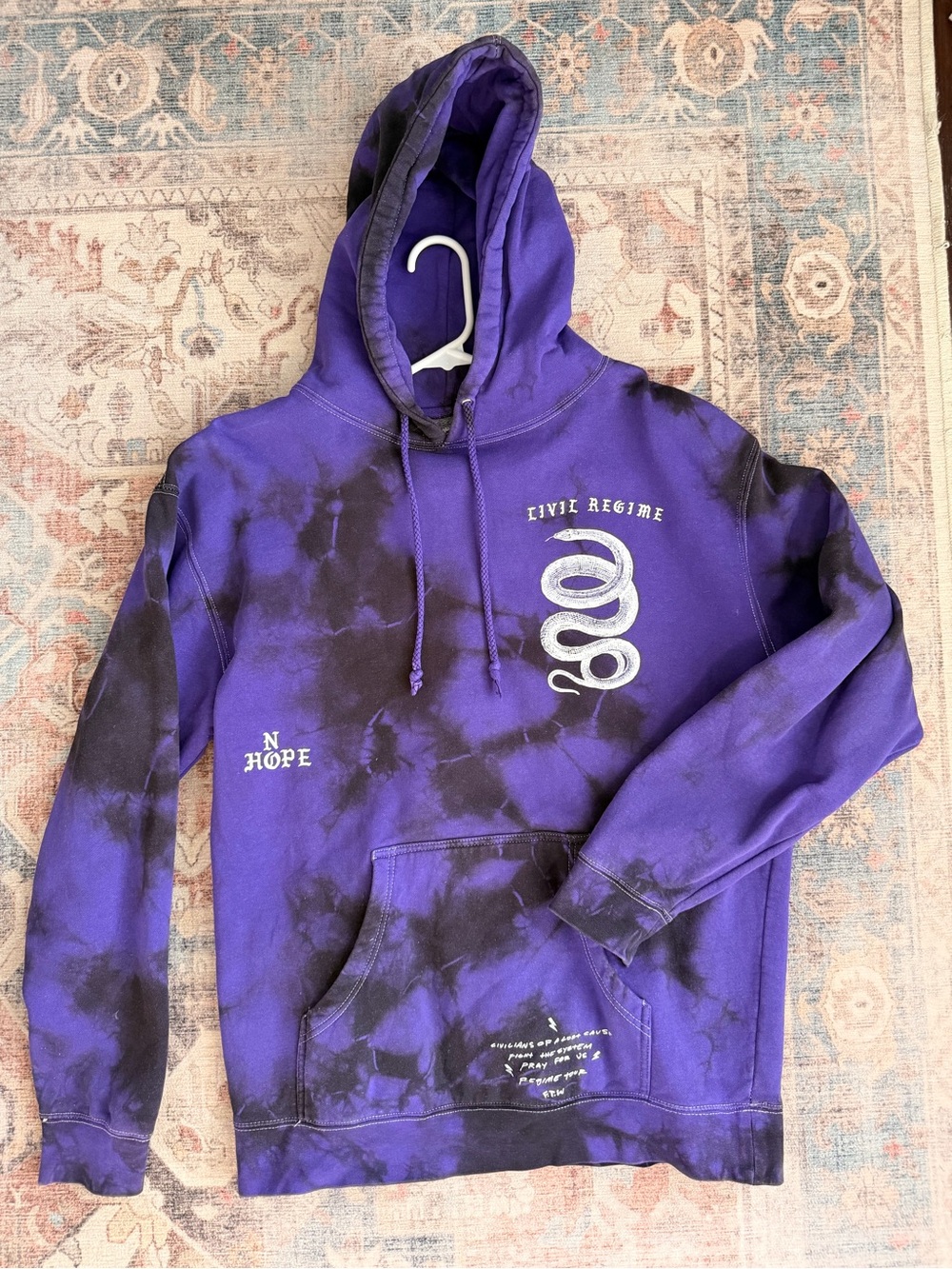 Civil Regime "No Hope" Purple Tie-Dye Snake Hoodie - Size M